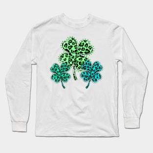 Trio Green Leopard Shamrock Long Sleeve T-Shirt